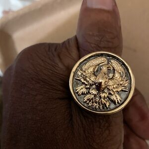 Duke Leto Movie Dune 2021 Prop Replica Gold & Black With Eagle Ring size 10.5